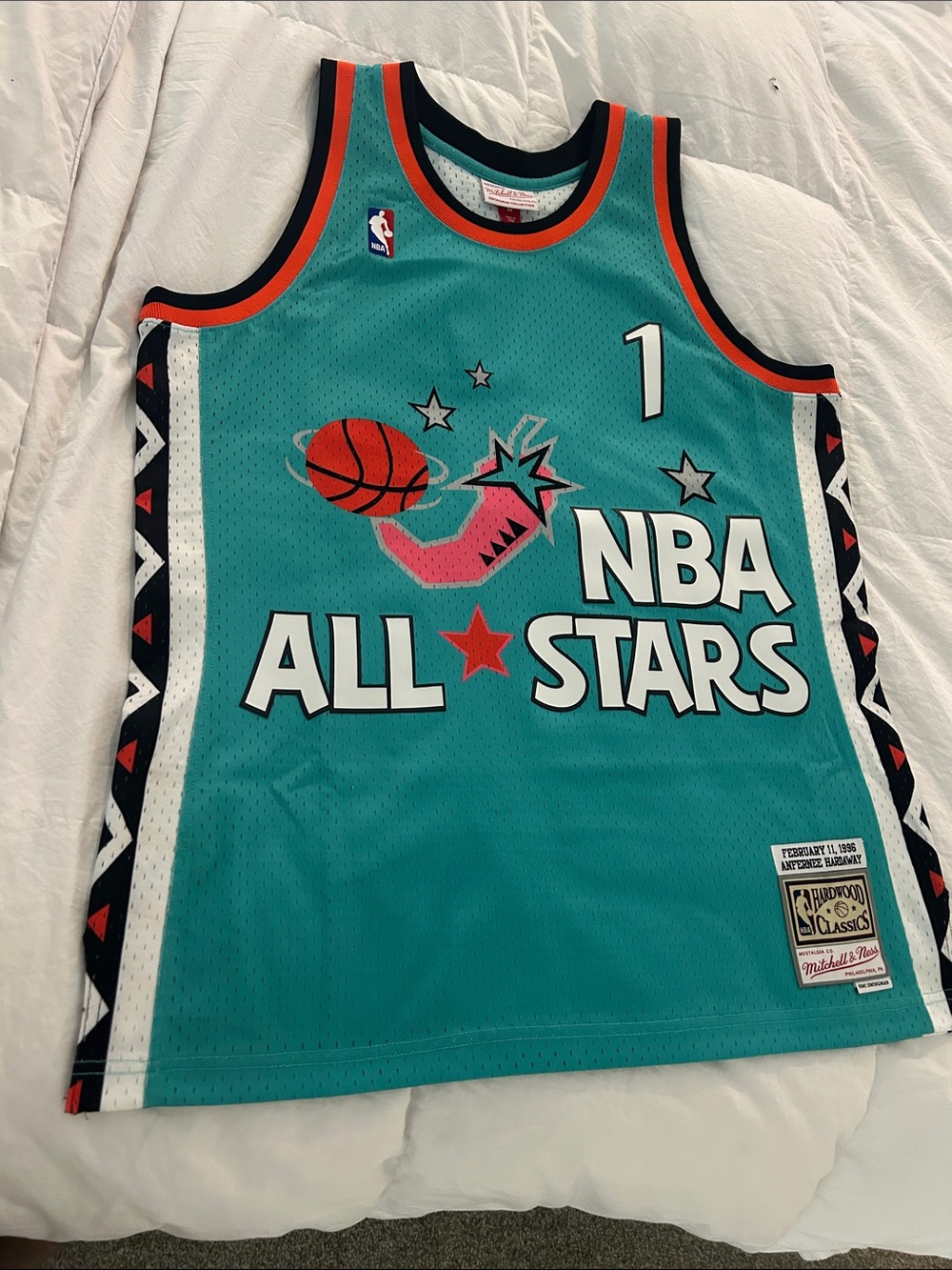 Mitchell & Ness Teal NBA All-Stars Jersey with Pink and Orange Accents